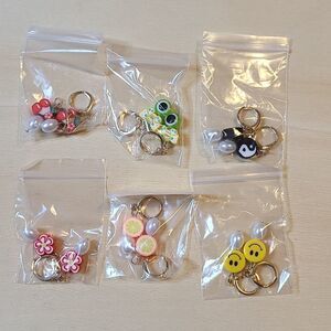 Fashion Jewelry 6 pairs of adorable fun kids earrings.
